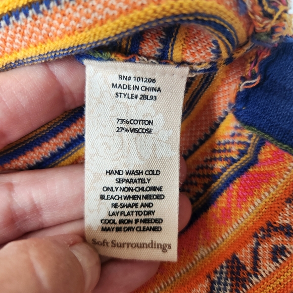 Soft Surroundings Kualoa Tunic Sweater Short Sleeves Printed Colorful Pretty XS - Picture 11 of 16